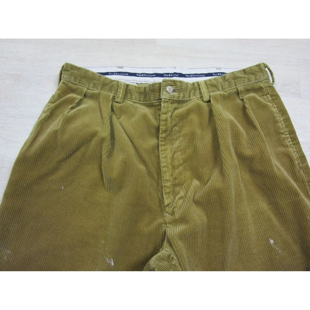 Polo Ralph Lauren Andrew Pant Corduroy Trousers Men's 33x27‎ Tan Pleated Vintage